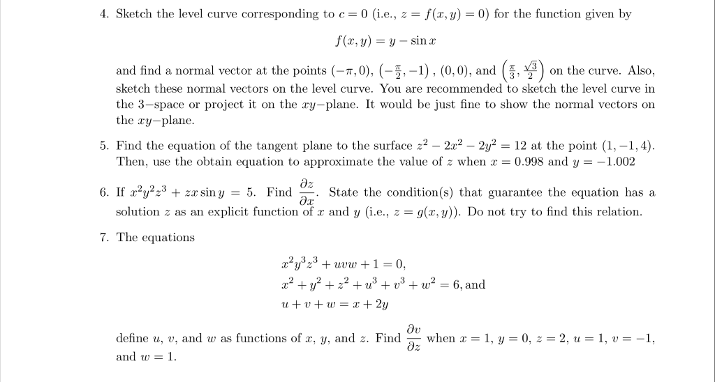 4 Sketch The Level Curve Corresponding To C 0 Chegg Com