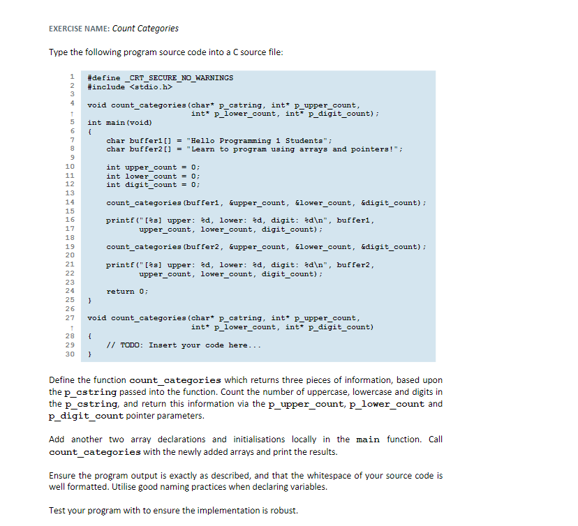 Solved EXERCISE NAME: Count Categories Type the following | Chegg.com