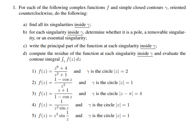 Solved I. For each of the following complex functions f and | Chegg.com