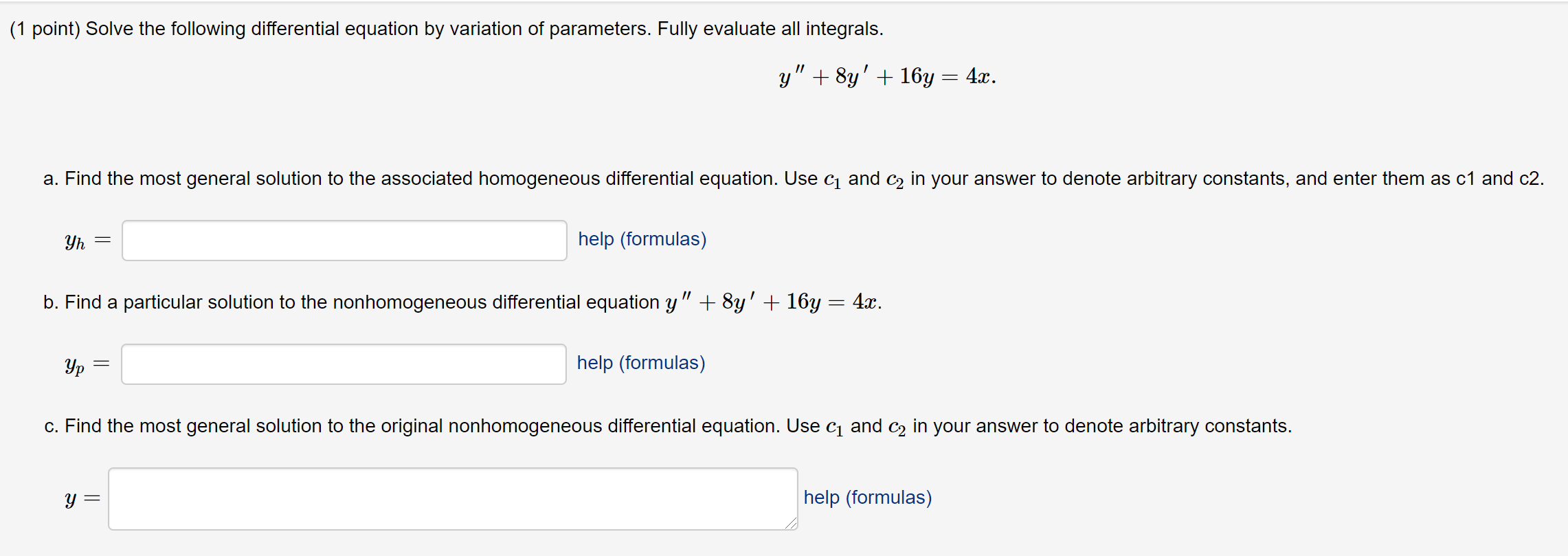 Solved (1 point) Solve the following differential equation | Chegg.com
