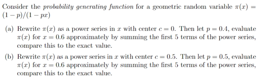 Consider the probability generating function for a | Chegg.com