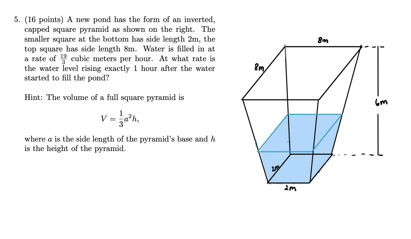 8m 5 16 Points A New Pond Has The Form Of An Chegg Com