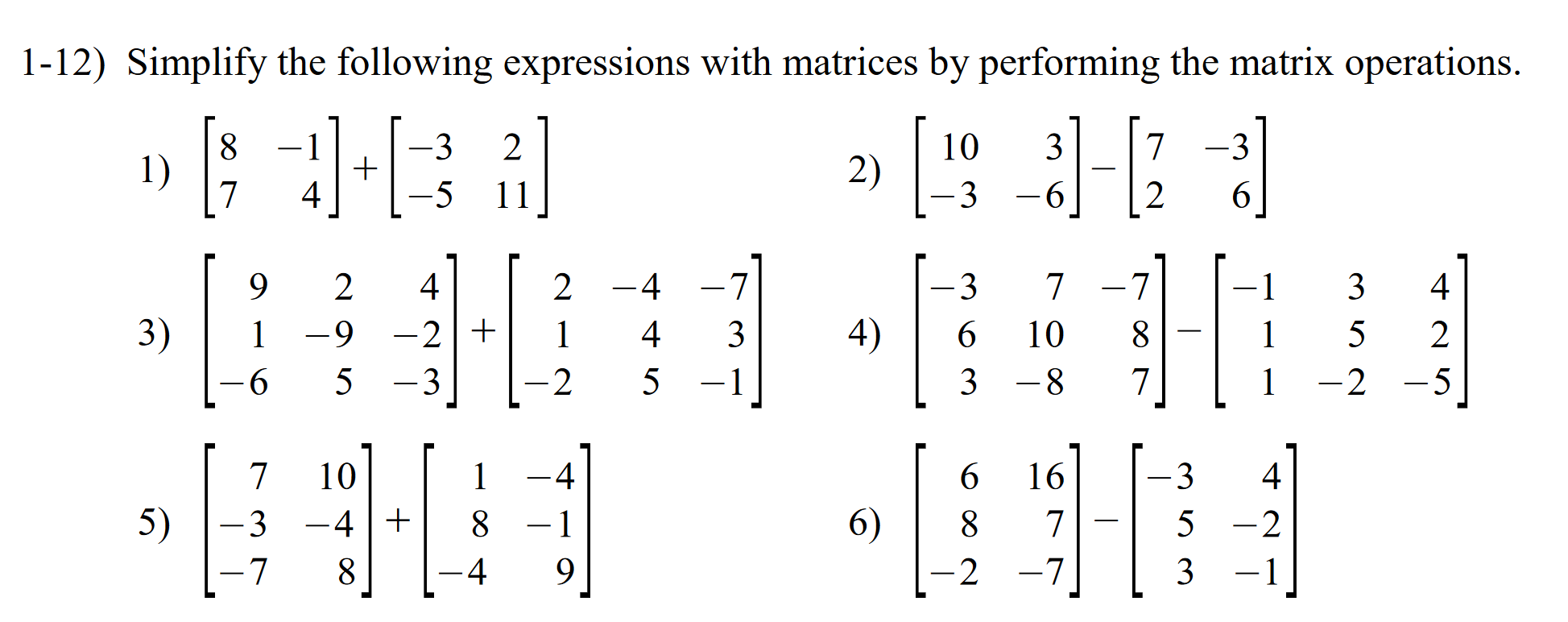 Solved 1-12) Simplify the following expressions with | Chegg.com