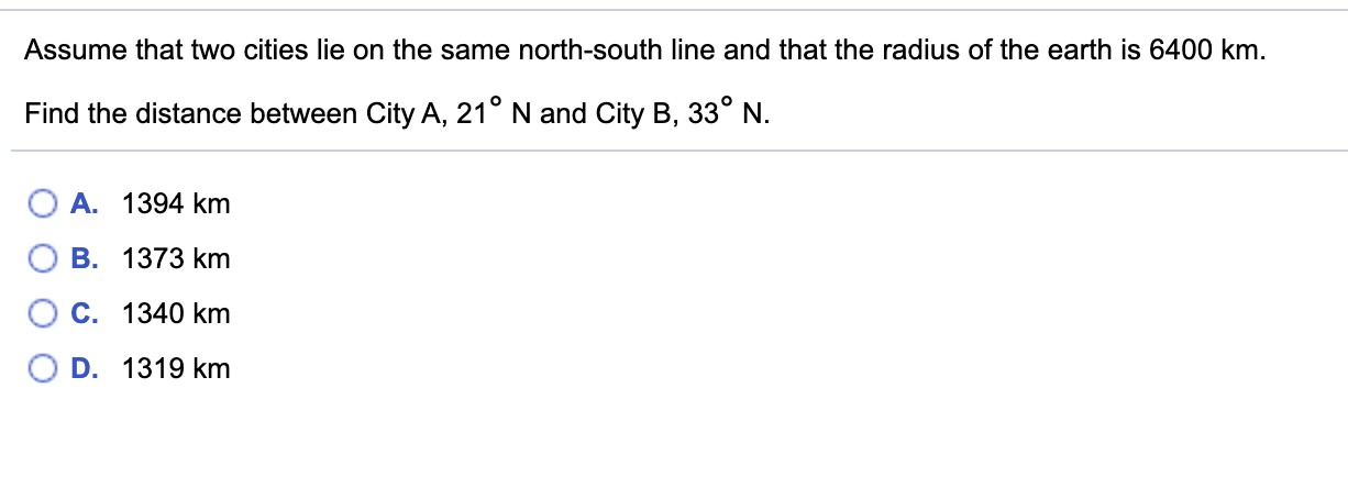 Solved Assume that two cities lie on the same north-south | Chegg.com