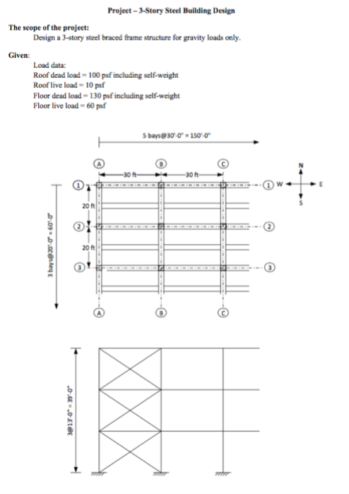 Project - 3-Story Steel Building Design The seope of | Chegg.com