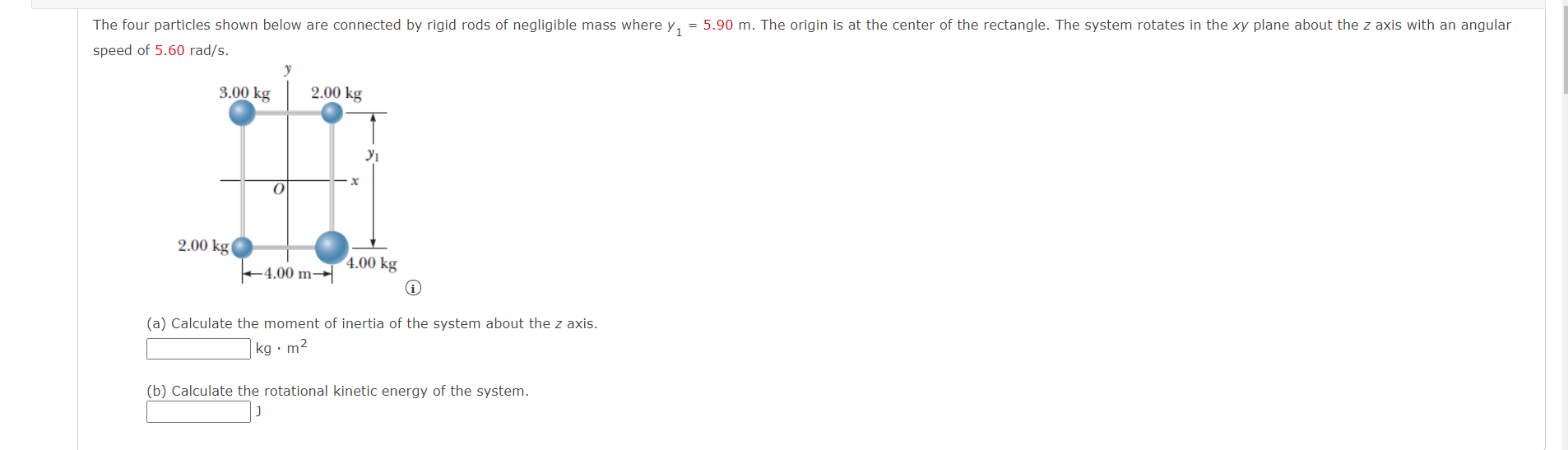 Solved The four particles shown below are connected by rigid | Chegg.com