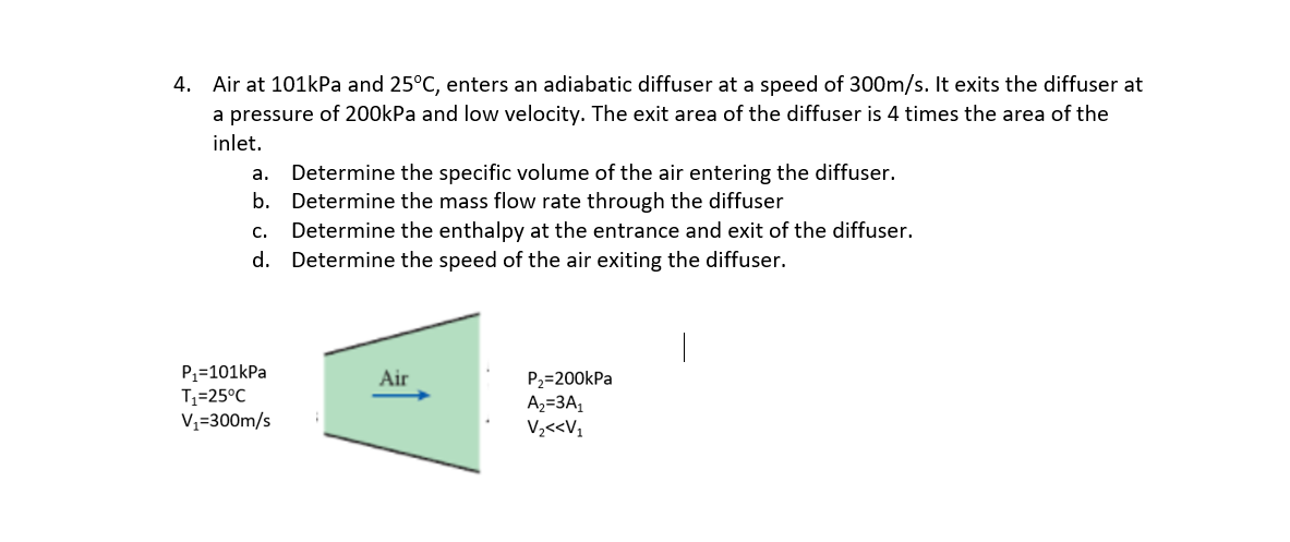 Solved 4. Air at 101kPa and 25°C, enters an adiabatic | Chegg.com