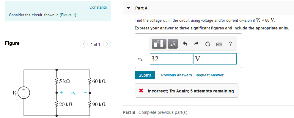 Solved Constants Part A Consider the circuit shown in | Chegg.com