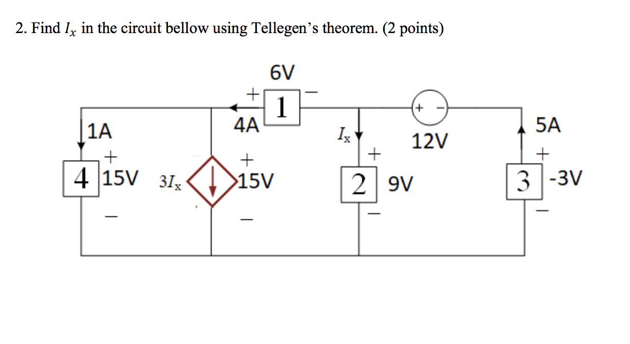 Solved 2. Find Ix in the circuit bellow using Tellegen’s | Chegg.com