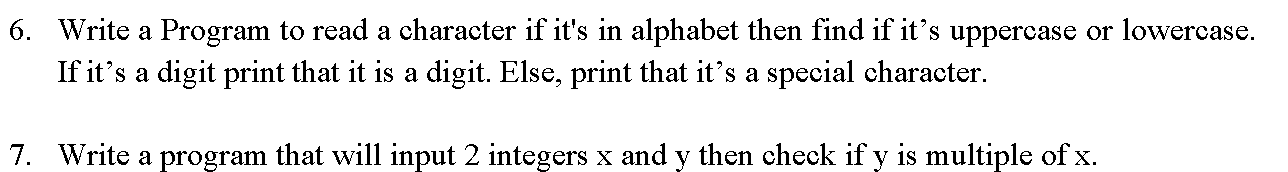 Solved 6. Write a Program to read a character if it's in | Chegg.com
