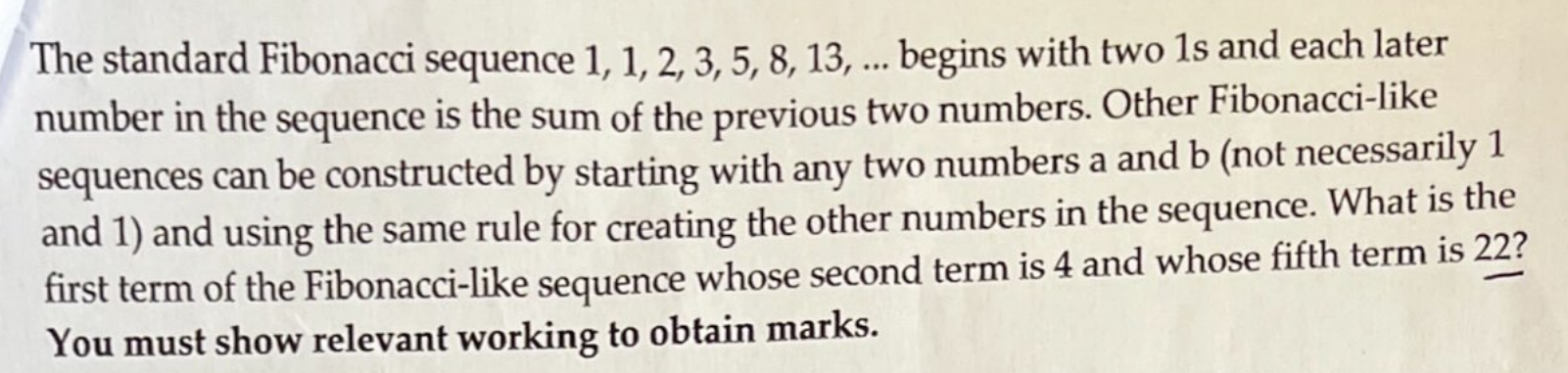 Solved The standard Fibonacci sequence 1,1,2,3,5,8,13,… | Chegg.com