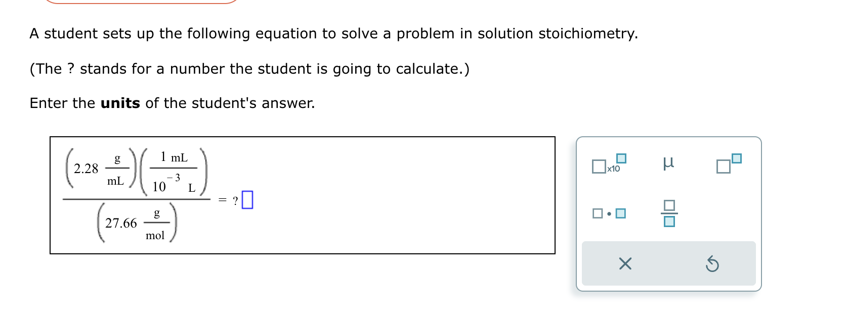 Solved A student sets up the following equation to solve a | Chegg.com