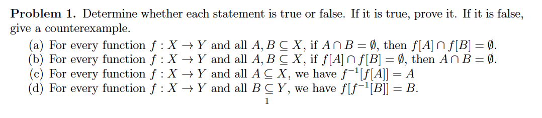 Solved Problem 1. Determine Whether Each Statement Is True | Chegg.com