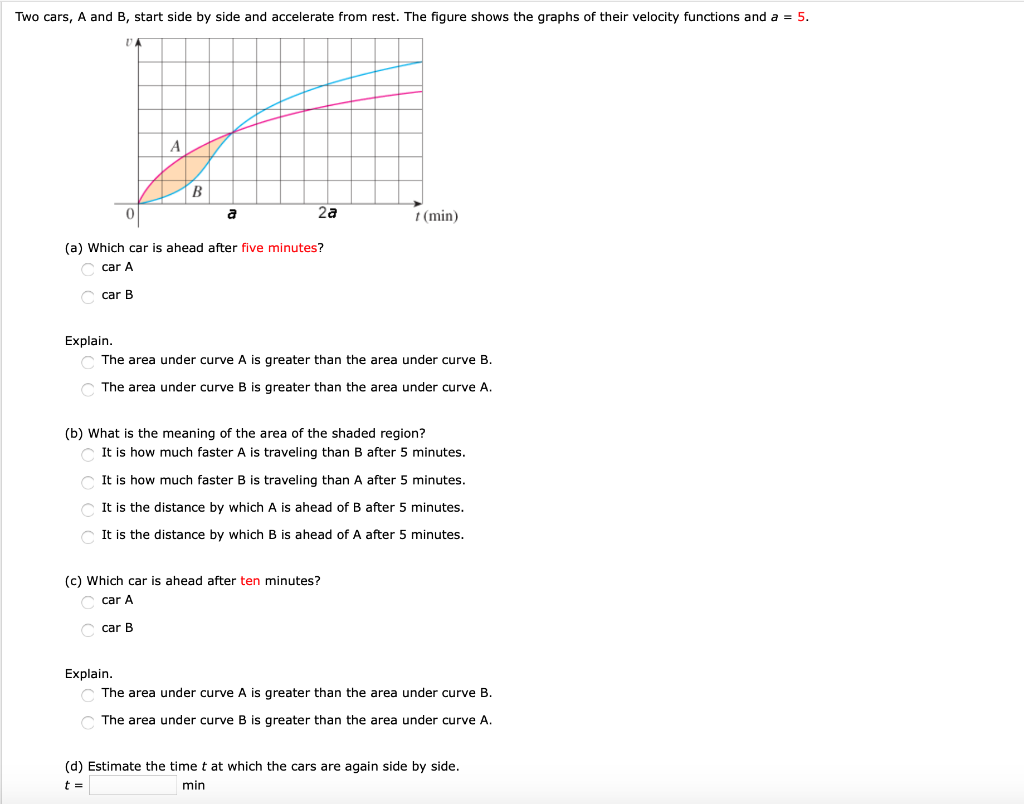 Solved Two Cars, A And B, Start Side By Side And Accelerate | Chegg.com