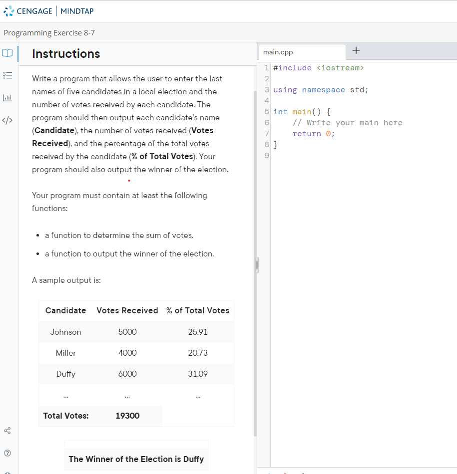 Solved - a function to determine the sum of votes. - a | Chegg.com
