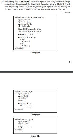 02. The Verilog code in Listing (2a describes a | Chegg.com