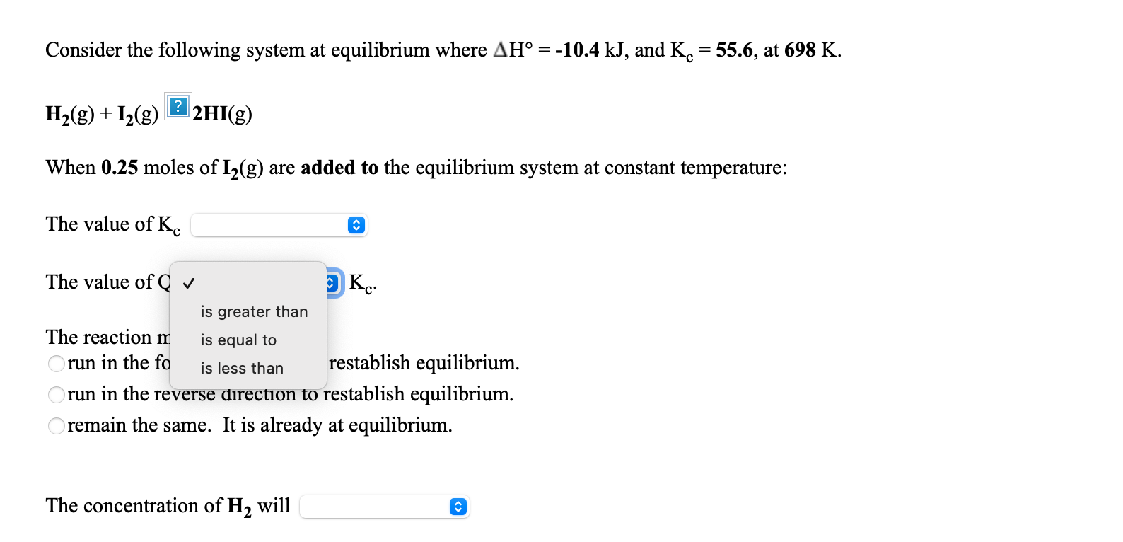 Solved Consider the following system at equilibrium where | Chegg.com
