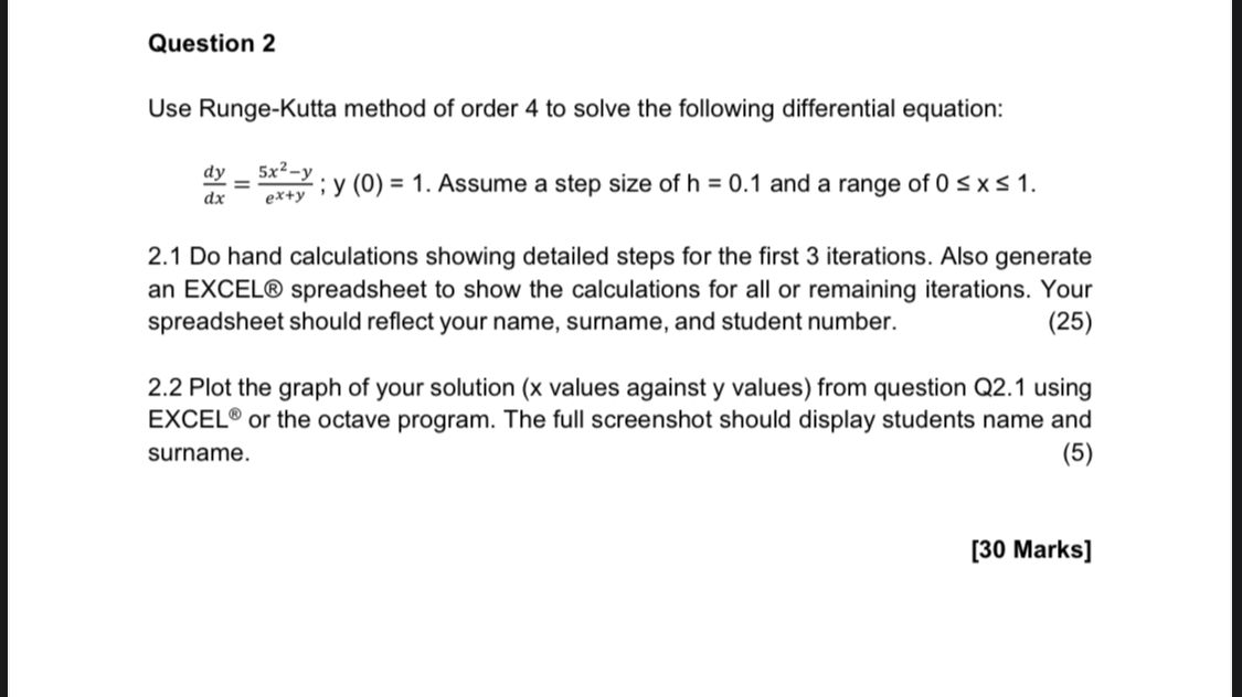 Solved Use Runge-Kutta Method Of Order 4 To Solve The | Chegg.com