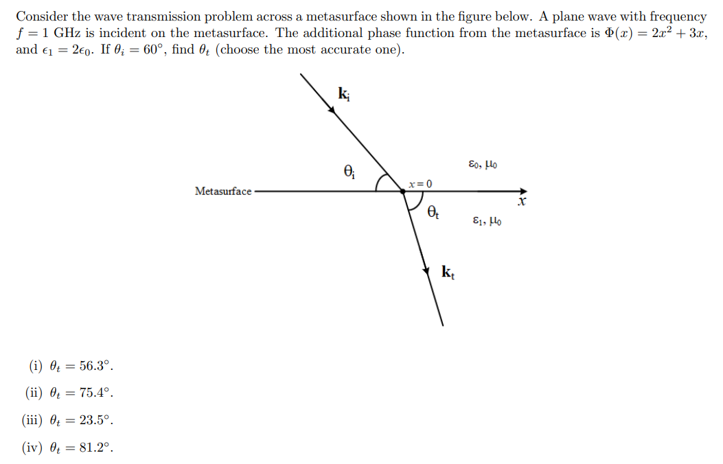 Solved Consider the wave transmission problem across a | Chegg.com