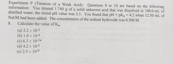 experiment p titration of a weak acid