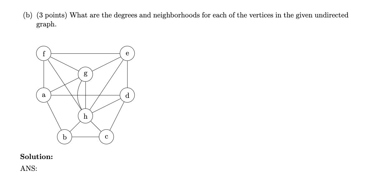 Solved (b) (3 Points) What Are The Degrees And Neighborhoods | Chegg.com