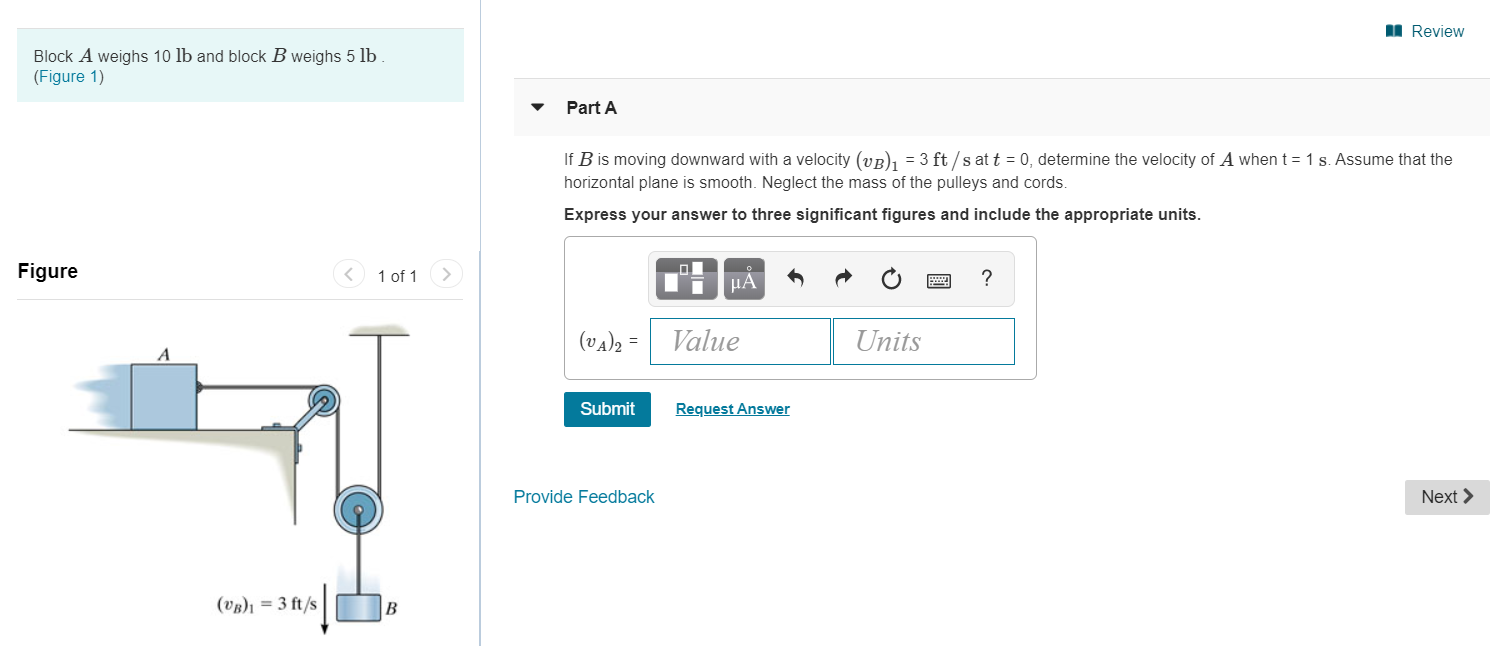 Solved A Review Block A Weighs 10 Lb And Block B Weighs 5 | Chegg.com