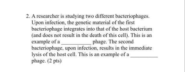 Solved 2. A researcher is studying two different | Chegg.com