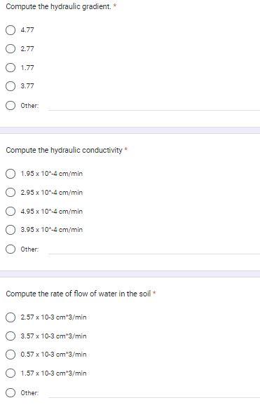 Solved A falling head hydraulic conductivity test has been | Chegg.com
