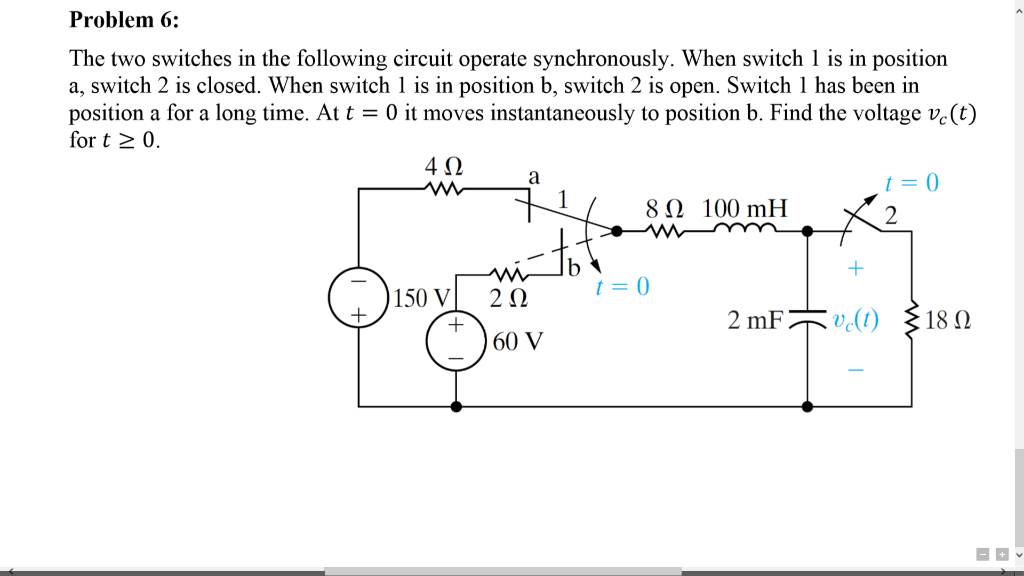 Solved Problem 6: The Two Switches In The Following Circuit | Chegg.com