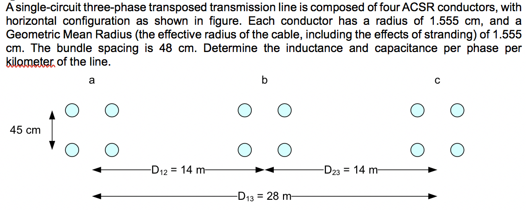 Solved A single-circuit three-phase transposed transmission | Chegg.com