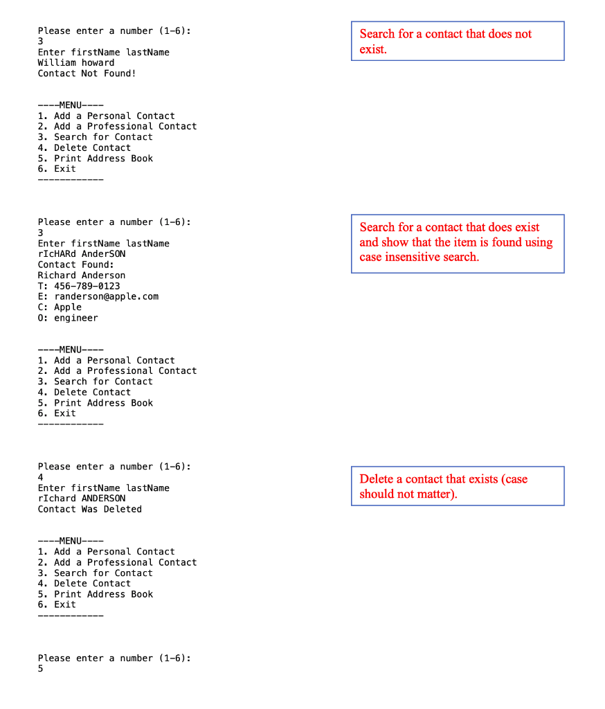 Solved Write an Address Book program in Java: 1. Make sure | Chegg.com