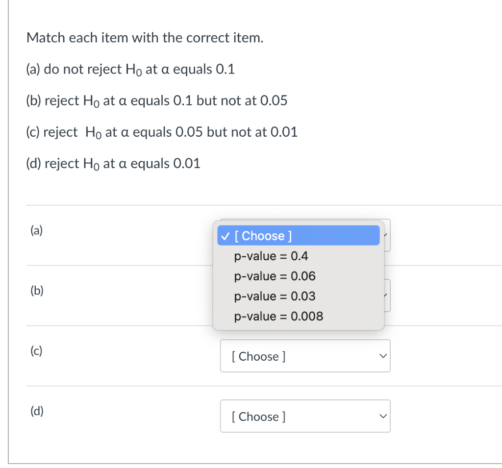 Solved Match Each Item With The Correct Item. (a) Do Not | Chegg.com