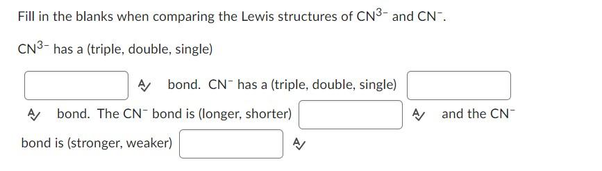 Solved Fill in the blanks when comparing the Lewis | Chegg.com