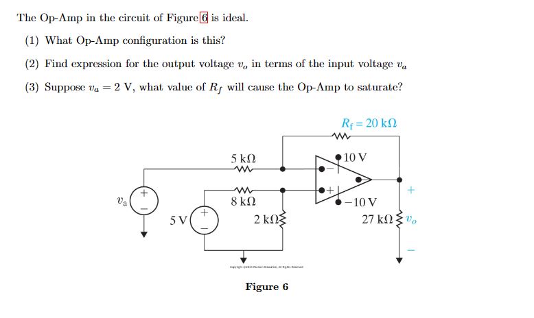 Solved The Op−−mp In The Circuit Of Figure 6 Is Ideal. (1) 