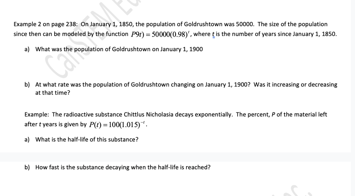 Solved Example 2 ﻿on page 238: On January 1, 1850, ﻿the | Chegg.com