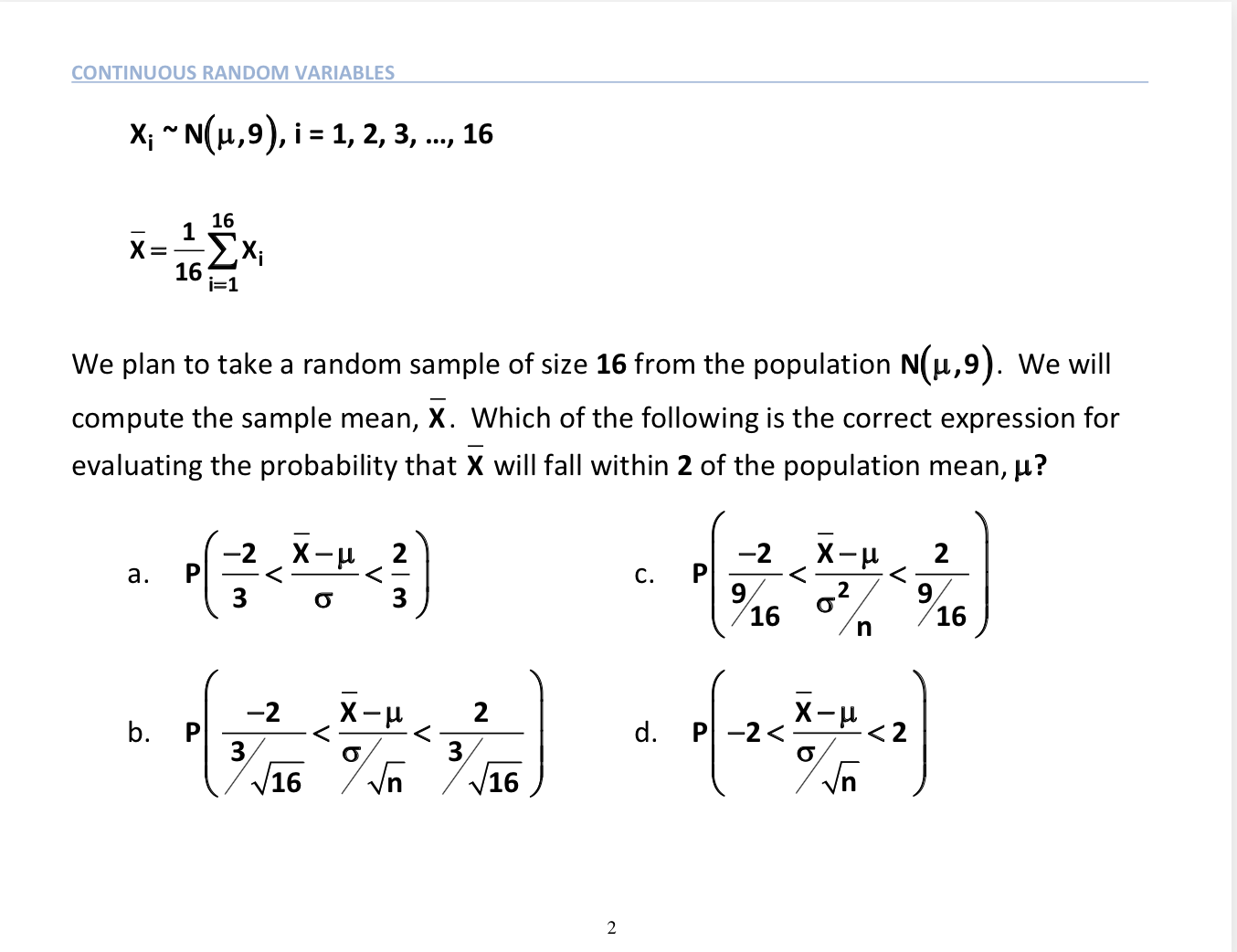 Solved CONTINUOUS RANDOM VARIABLES | Chegg.com