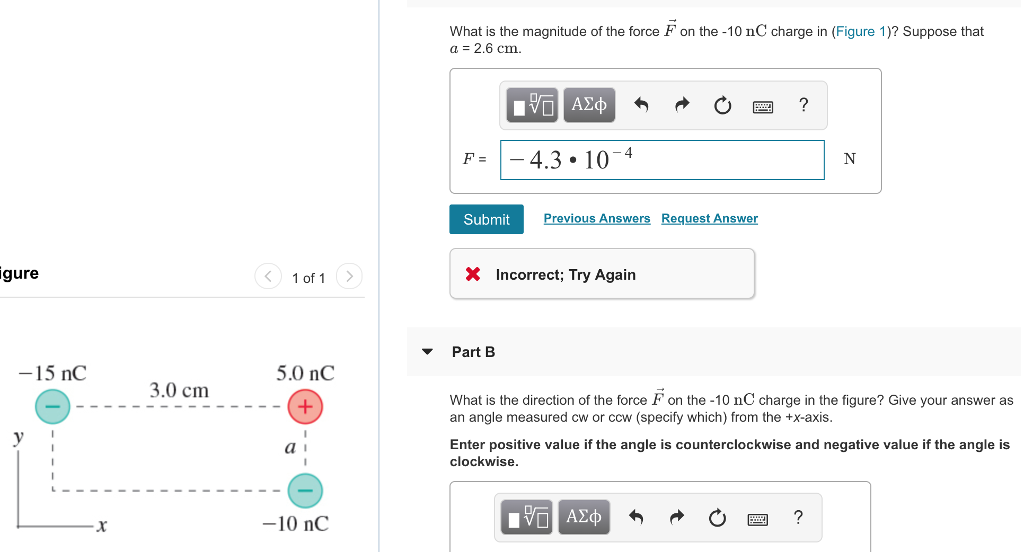 Solved What is the magnitude of the force F on the -10 nC | Chegg.com