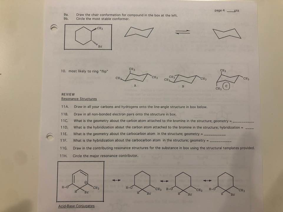 Solved Page 4 Pts 9a. 9b. Draw The Chair Conformation For | Chegg.com