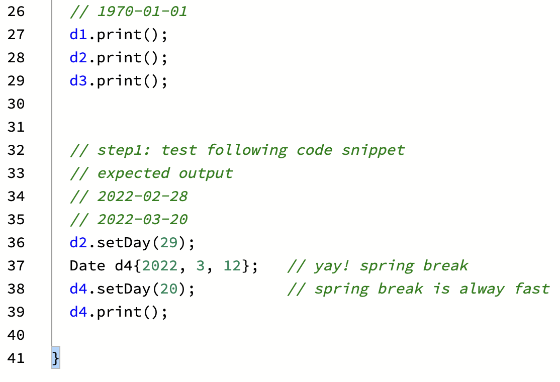 Solved 1. Date Class Develop a Date class that can be used | Chegg.com