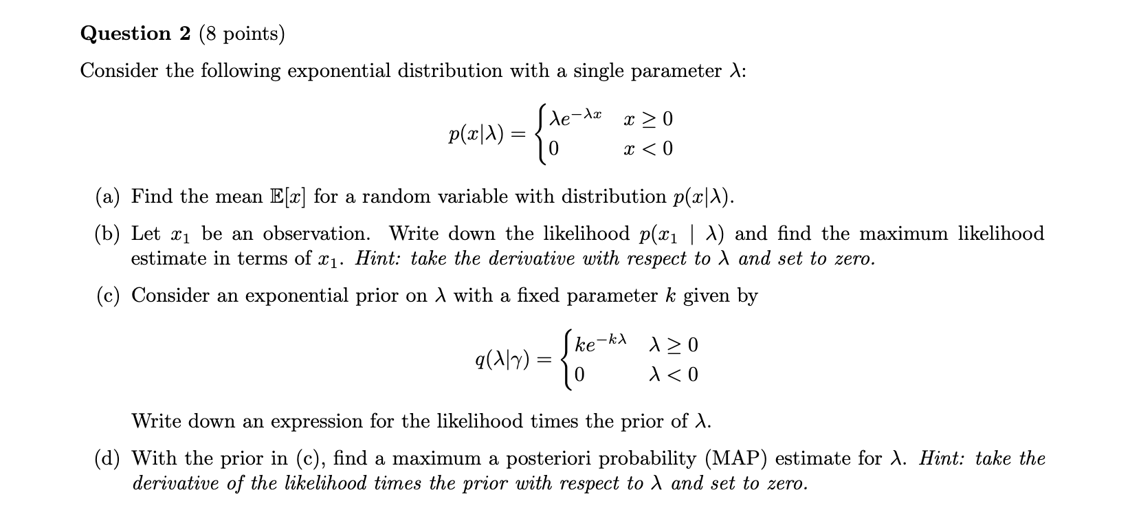 Solved Consider The Following Exponential Distribution With | Chegg.com