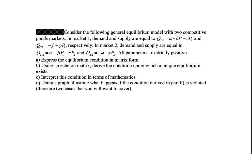 Solved Consider the following general equilibrium model with | Chegg.com