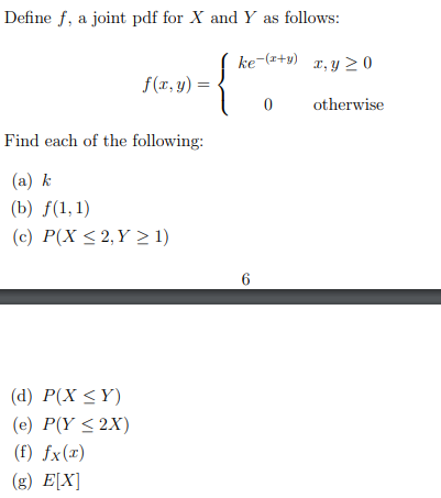 Solved Define F A Joint Pdf For X And Y As Follows Ke Chegg Com