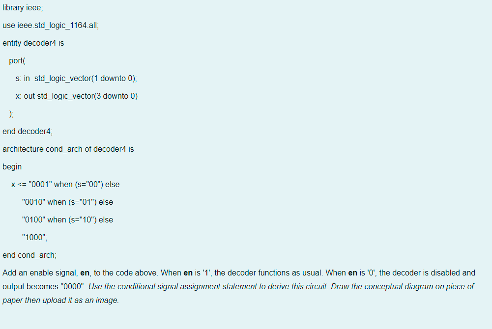Solved library ieee; use ieee.std_logic_1164.all; entity | Chegg.com