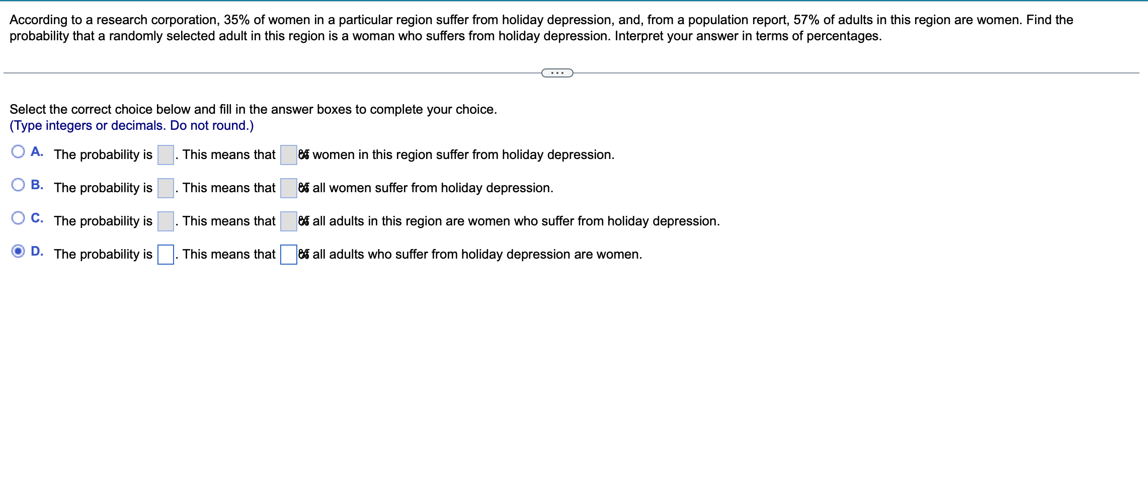 Solved According to a research corporation, 35% of women in | Chegg.com