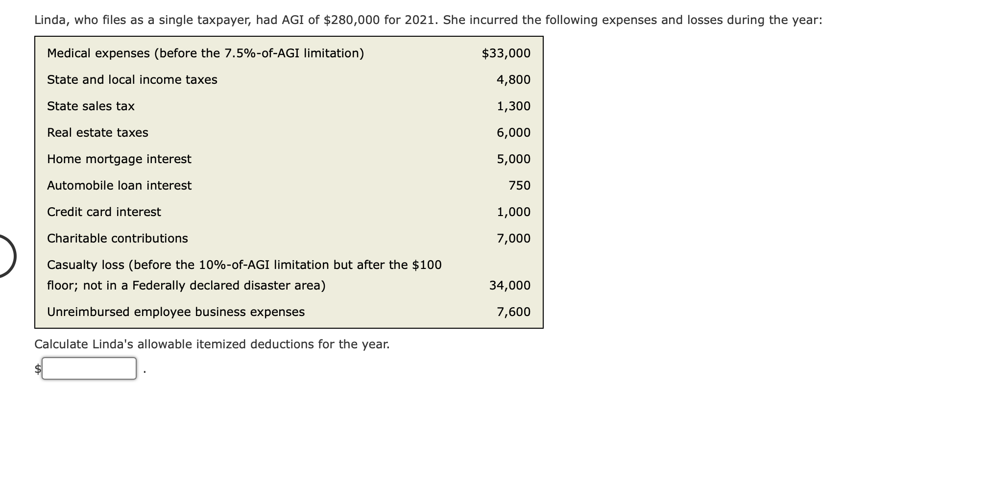 Solved Linda, who files as a single taxpayer, had AGI of