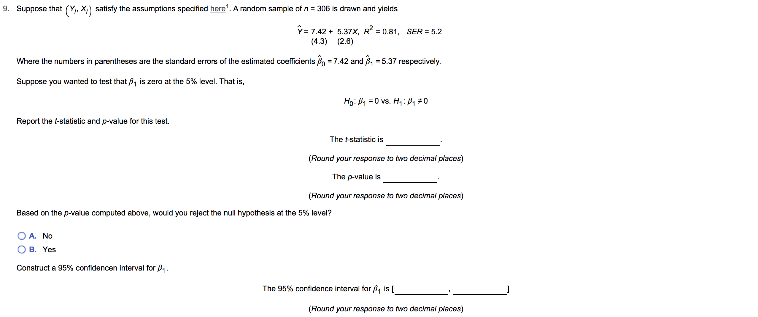 Solved 9 Suppose That Y X Satisfy The Assumptions Sp Chegg Com