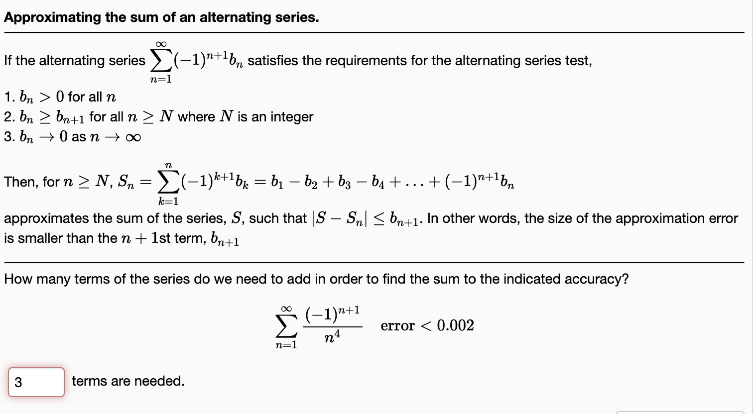 Solved Approximating The Sum Of An Alternating Series. If 