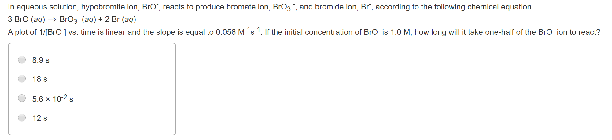 Solved In Aqueous Solution, Hypobromite Ion, Bro", Reacts