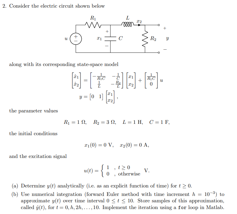 Solved 2. Consider the electric circuit shown below along | Chegg.com
