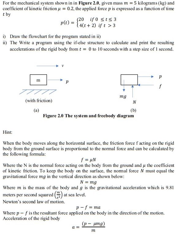 Solved (20 For the mechanical system shown in in Figure 2.0, | Chegg.com